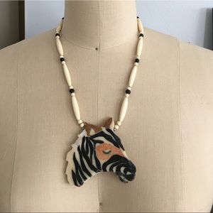 Vintage Zebra Deco Inlay Statement Necklace -SOLD